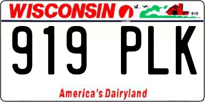 WI license plate 919PLK
