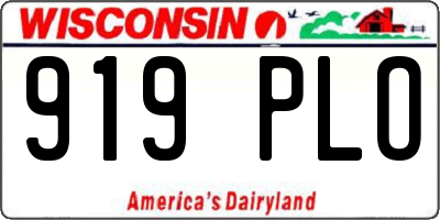 WI license plate 919PLO