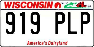 WI license plate 919PLP