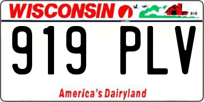 WI license plate 919PLV