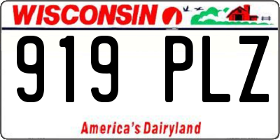 WI license plate 919PLZ