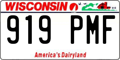 WI license plate 919PMF