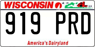 WI license plate 919PRD