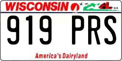 WI license plate 919PRS