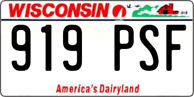WI license plate 919PSF