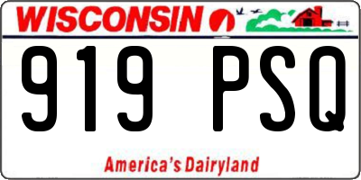 WI license plate 919PSQ