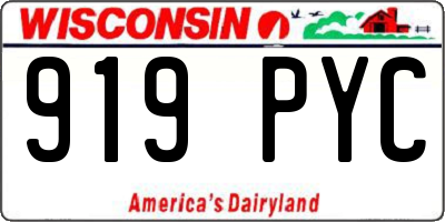 WI license plate 919PYC