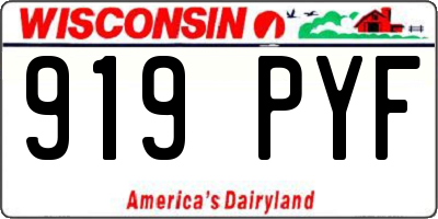 WI license plate 919PYF
