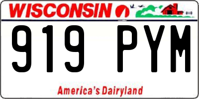 WI license plate 919PYM