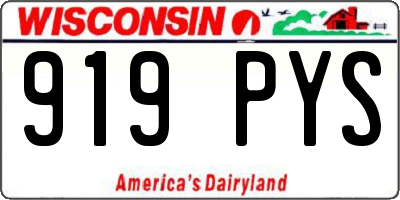 WI license plate 919PYS