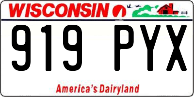 WI license plate 919PYX