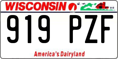 WI license plate 919PZF