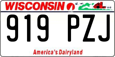 WI license plate 919PZJ