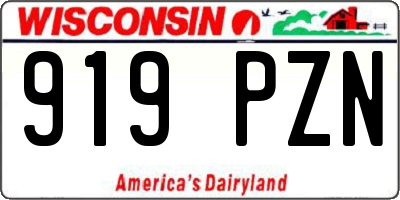 WI license plate 919PZN