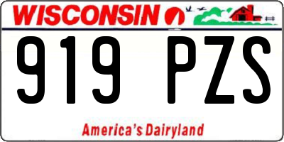 WI license plate 919PZS