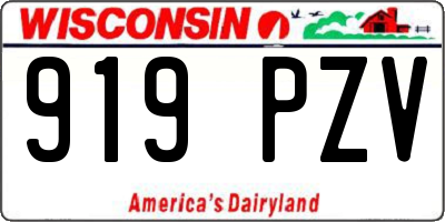 WI license plate 919PZV