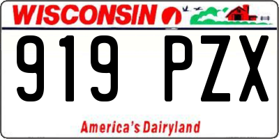 WI license plate 919PZX