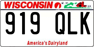 WI license plate 919QLK