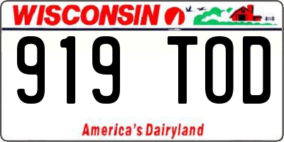 WI license plate 919TOD