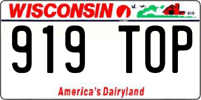 WI license plate 919TOP