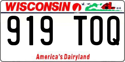WI license plate 919TOQ