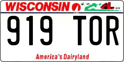 WI license plate 919TOR