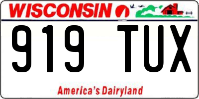 WI license plate 919TUX