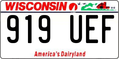 WI license plate 919UEF