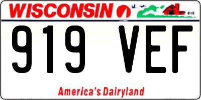 WI license plate 919VEF