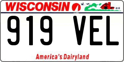 WI license plate 919VEL