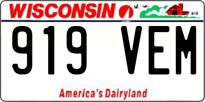 WI license plate 919VEM