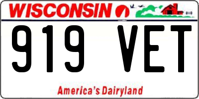 WI license plate 919VET