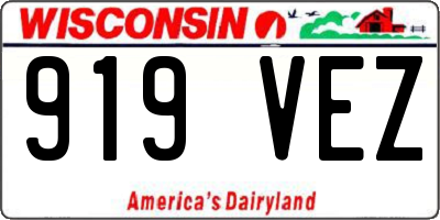 WI license plate 919VEZ