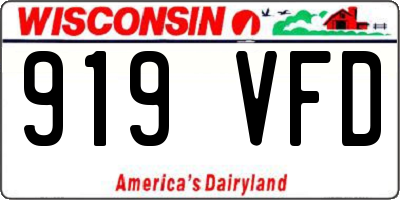 WI license plate 919VFD