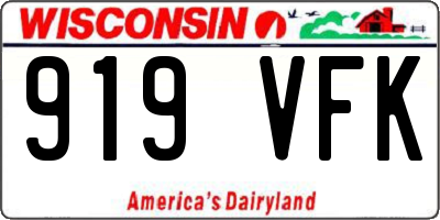 WI license plate 919VFK