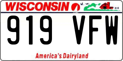 WI license plate 919VFW