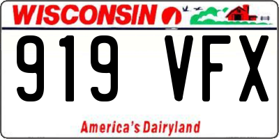 WI license plate 919VFX