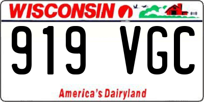 WI license plate 919VGC