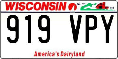 WI license plate 919VPY