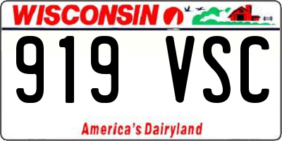 WI license plate 919VSC
