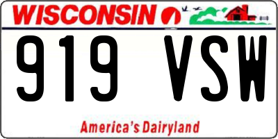 WI license plate 919VSW