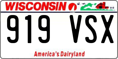 WI license plate 919VSX