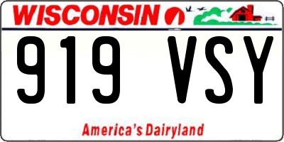 WI license plate 919VSY