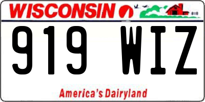 WI license plate 919WIZ