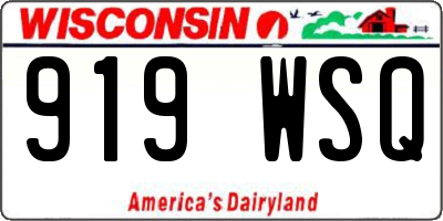 WI license plate 919WSQ