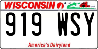 WI license plate 919WSY