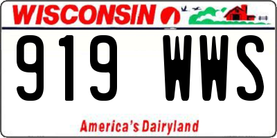 WI license plate 919WWS