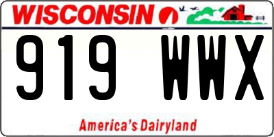 WI license plate 919WWX
