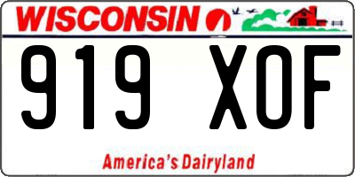 WI license plate 919XOF