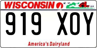 WI license plate 919XOY
